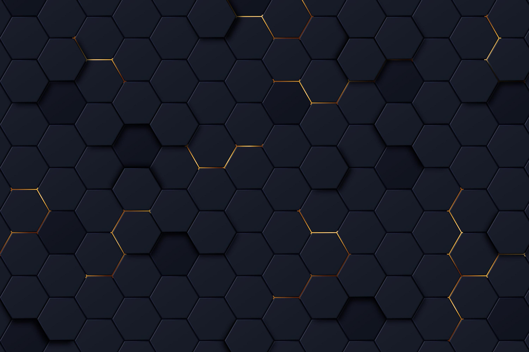 Black Hexagon Grid with Golden Border